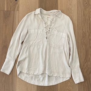 Free People lace up blouse